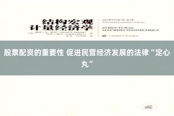 股票配资的重要性 促进民营经济发展的法律“定心丸”